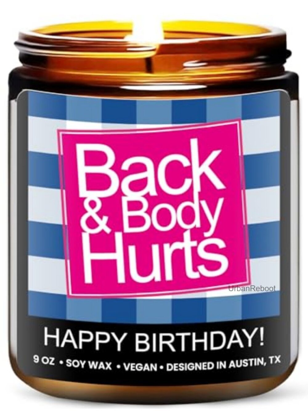 Funny Happy Birthday Candle 9 oz Soy Lavender Sage Wood Wick Gift Box